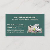 Beige Green Horse Koe Sheep Dog Kat Farm Animals Visitekaartje (Achterkant)