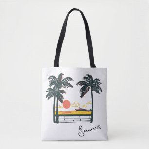 Beige Green Summer Beach Sac fourre-tout