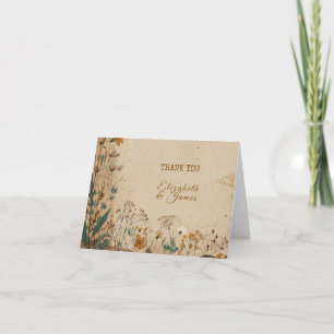 Beige grens rustieke Boho Wildflower bruiloft Bedankkaart