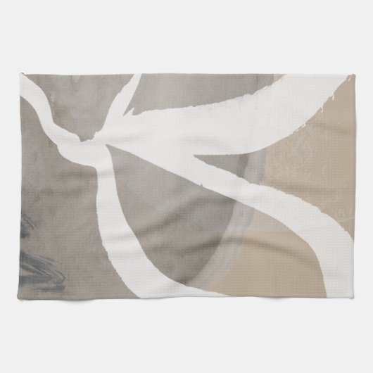 Beige Grey & White Abstracte Waterverf Theedoek (Horizontaal)