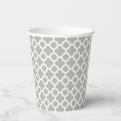 Beige Grey White Retro Ikat Quatrefoil Pattern Pap Papieren Bekers (Achterkant)
