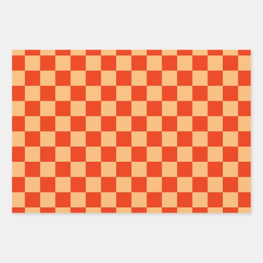 Beige + Grijs Check Checkerboard Patroon Inpakpapier Vel (Voorkant 3)