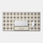 Beige grijs gingham patroon bureaumat (Keyboard & Muis)