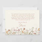 Beige Grille Wilde Bloemen Bruidsdiner Bedankkaart (Achterkant)