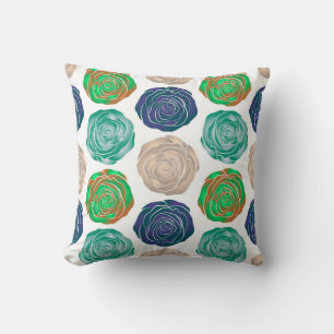 Beige, groene en violette florale naadloze patroon kussen