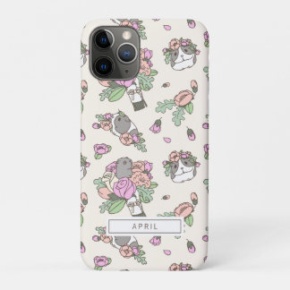 Beige Guinee Varkens met het Peony-bloempatroon iPhone 11 Pro Hoesje