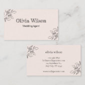 Beige Handwritding Wedding Agent Visitekaartje (Voorkant / Achterkant)