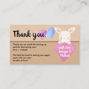 Beige Hart Schattig Baby Konijn Konijn Dank Je Informatiekaartje