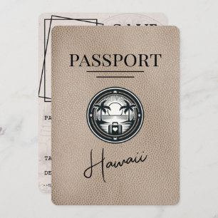 Beige Hawaii Passport Bewaar de datum Save The Date