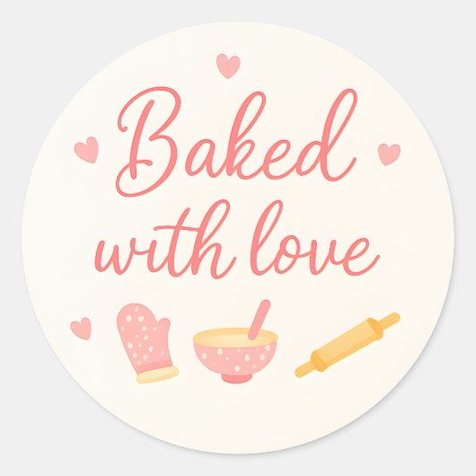 Beige Hearts Baking Thank You Sticker (Voorkant)