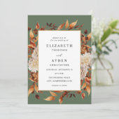 Beige Herfst Floral 2 Wedding - Green Kaart (Staand voorkant)