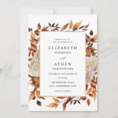 Beige Herfst Floral 2 Wedding Kaart (Voorkant)