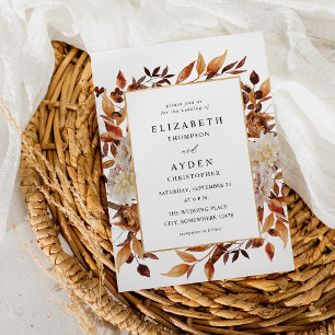 Beige Herfst Floral 2 Wedding Kaart