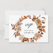 Beige Herfst Floral w Meal RSVP Kaartje (Voorkant)