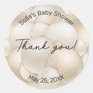 Beige Hete Luchtballon Baby shower Ronde Sticker