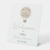 Beige Hete Luchtballon Baby shower Welkom Reclamebord Met Voetstuk (Voorkant)