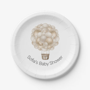 Beige Hete Luchtballon Boho Baby shower Papieren Bordje
