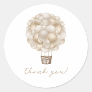 Beige Hete Luchtballon Boho Baby shower Ronde Sticker