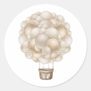 Beige Hete Luchtballon Boho Baby shower Ronde Sticker
