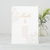 Beige Hoek Floral Boho Bruiloft Zitkaarten Kaart (Staand voorkant)