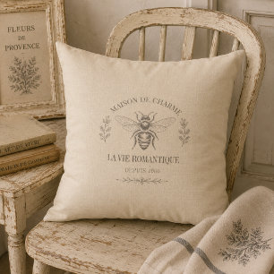 Beige Hommell Bij Franse Landelijke Vintage Rustie Kussen
