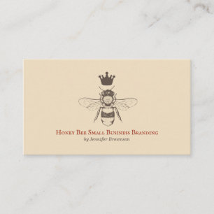 Beige honingraat kroon koningin bij visitekaartje