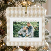 Beige Houndstooth Kerst Foto