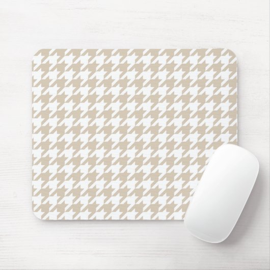 Beige Houndstooth Pattern Muismat (Met muis)