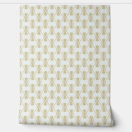 Beige hourglass and wave retro pattern on white behang
