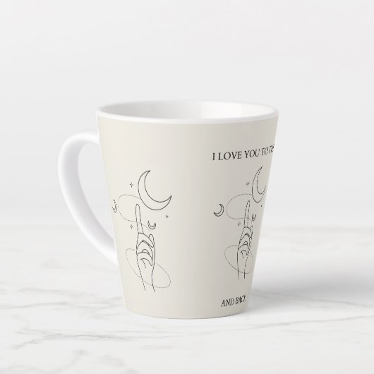 Beige I Love You To The Moon Mug Latte Cup (Angle gauche)