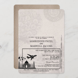 Beige India Passport Uitnodiging