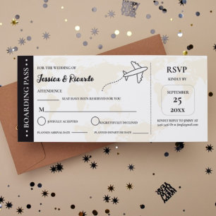 Beige instapkaart bruiloft RSVP-behuizing kaart
