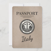 Beige Italië Paspoort bruiloft uitnodiging (Achterkant)
