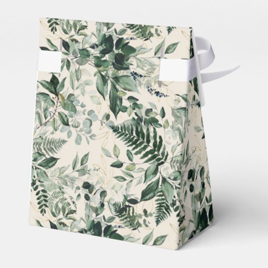 Beige Ivoor Botanisch gebladerte Bruiloft Bedankdoosjes (Achterkant)