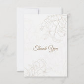 Beige Ivoor Elegant Bloemen Dank u kaart (Voorkant)