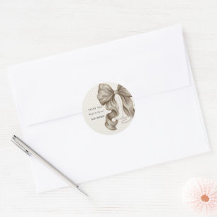 Beige Ivoorkleurige Boog Baby Shower Bedankt Ronde Sticker