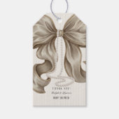 Beige Ivory Bow Baby Shower Thank You Cadeaulabel (Voorkant)