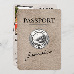 Beige Jamaica Passport Bewaar de datum Save The Date