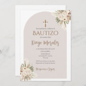 Beige jongen doop uitnodiging (Voorkant / Achterkant)