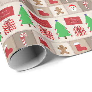 Beige kerstpatroonpapier cadeaupapier
