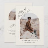 Beige Klasse van 2025 Arch Photo Afstuderen Aankondiging (Voorkant / Achterkant)