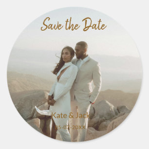 BEIGE KLASSIEKE ELEGANTE KOPPEL QR TOEVOEGEN SAVE RONDE STICKER