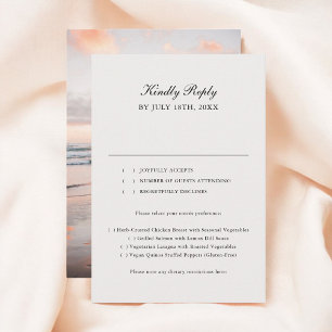 Beige Klassieke Kalligrafie Fotobruiloft RSVP Kaartje