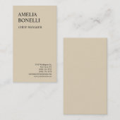 Beige Kleur Modern Bold Minimalist Professional Visitekaartje (Voorkant / Achterkant)