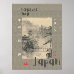Beige Kleurenpalet Retro Japans Poster Papier