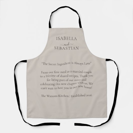 Beige Koken Bruiloft Schort (Voorkant)