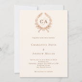 Beige kuif monogram QR code RSVP bruiloft Kaart (Voorkant)