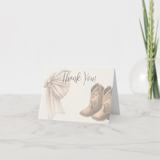 Beige laarzen of bogen Waterverf gender openbaren Bedankkaart (Voorkant)