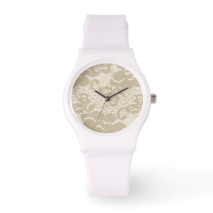 Beige lace horloge