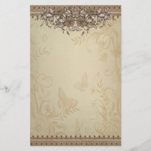 Beige Lace Wedding Briefpapier (Voorkant)